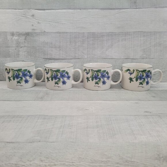 Vintage Majesticware Floral Porcelain Mugs Set Of Dishwasher Safe & Microwave Sa - Picture 2 of 7